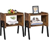 TUTOTAK Nightstnd, Set of 2, Stackable End Tables, Side Table, Bedside Tables with Open Storage Shel