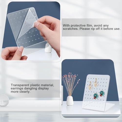 Image of Earrings Holder Acrylic Jewelry Display Rack Stud Earring Organizer for Woman Jewelry (72 Holes transparent pack of 4)
