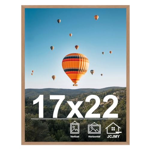 JCJMY 17x22 Picture Frame Rustic Brown for Poster Photo Picture, Horizontal and Vertical Formats for Wall Hanging, 17 x 22 Wall Gallery Poster Photo Frame for 17 by 22 Photos Posters, Rustic Brown