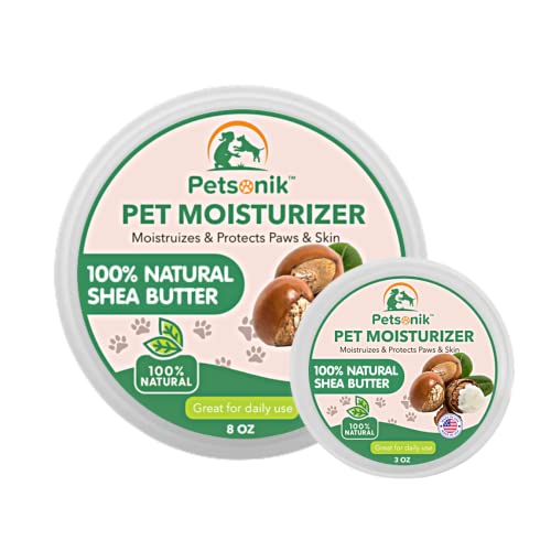 Daily Pet Moisturizer - 100% NATURAL SHEA BUTTER Made in the USA - SOOTHES, SOFTENS and HYDRATES Skin Paws & Elbows of Dogs Cats and Other Pets - Conditions Fur and Keeps it Silky, Shiny and SOFT!
