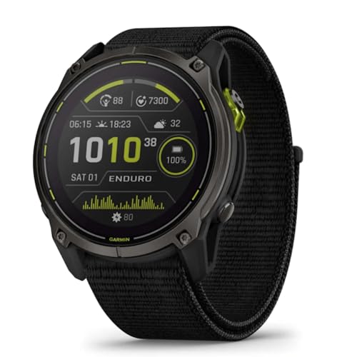 Garmin GPS Multisportuhr Enduro 3 DLC-Titan UltraFit-Nylon-Armband 51mm - -