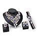FUNOJOY African Luxurious Crystal Beads Jewelry Sets Women Bridal Simulated Pearl Plated Statement Necklace Earrings Valentine's Day Jewelry Set Royal Blue Gift for Her