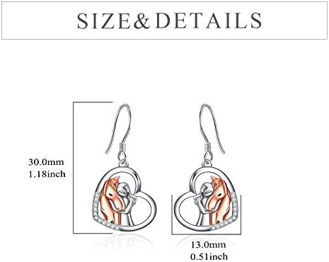 YFN Rose Gold Horse Earrings Jewellery Sterling Silver Animal Stud Earrings Girls Embrace Horse Gift for Girls