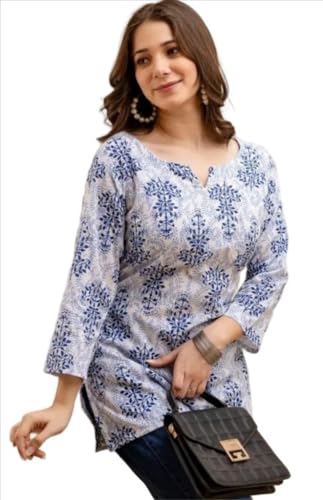 Women's Short Kurti in TOP Black Rayon Cotton Blend | Ladies Ethn...