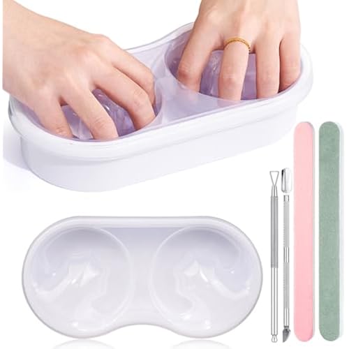 Dual Nail Soaking Bowl for Both Hands, Acetone-Proof Manicure Soak Bowl Kit