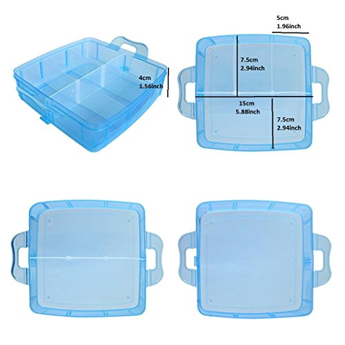 Kamay's 3-Tier Transparent Stackable Adjustable Compartment Slot Plastic Craft Storage Box Organizer Snap-Lock Tray Container 3 Sizes 4 Candy Colors Available (Medium 18 Compartment, White) #TOP3