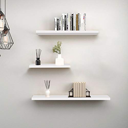 White Floating Wall Mounted Shelves, Set of 3 Display Ledge Storage Shelves for Bedroom Office Kitchen Living Room,Perfect for Modern Home Décor, Trophy Display, Photo Frames