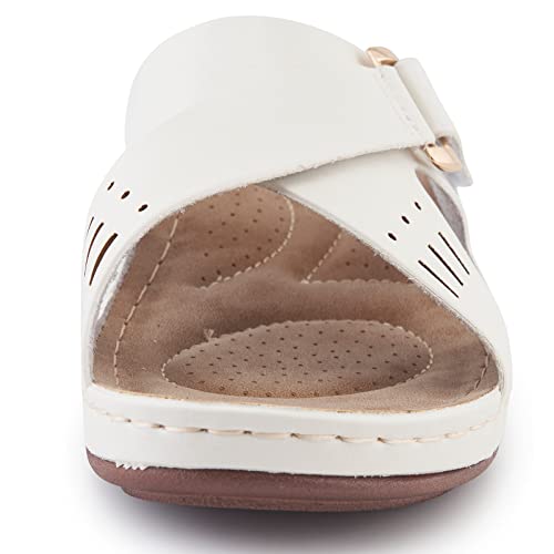 Alexis Leroy Comfortable Insole Buckle Strap Vamp Women’s Wedge Sandals White 9-9.5 M Us… #TOP4