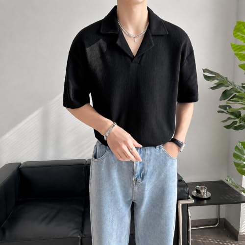 Image of Waffle (Cotton) Men t-Shirts Classic Short Sleeve Lightweight Summer Wear Casual Oversized t Shirt for Men