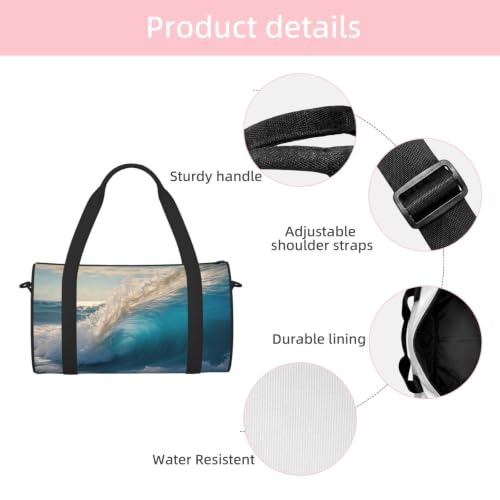 Bolsa deportiva unisex espaciosa y cómoda con estampado original de olas de mar 4