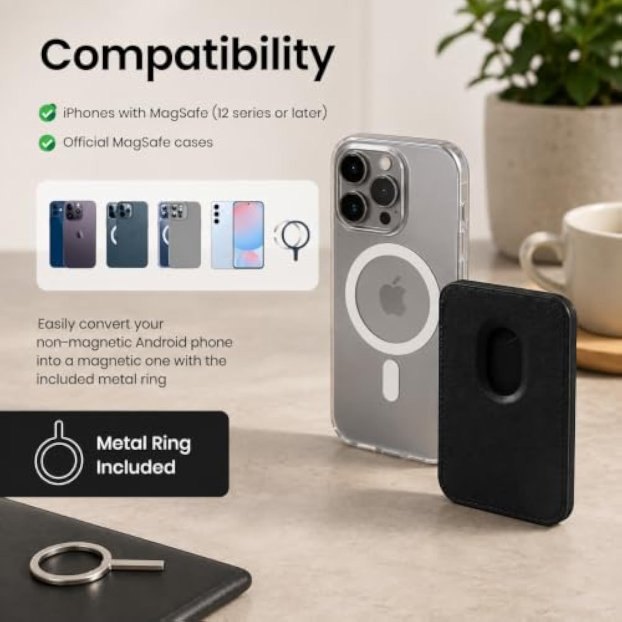 Magnetic MagSafe Card Holder with Stand for Smartphones