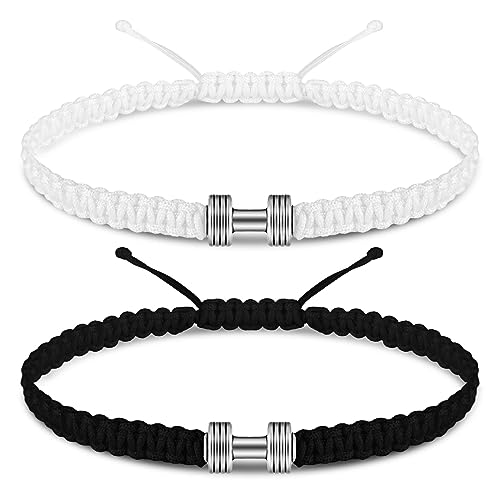 Zeyune 12 Pcs Fitness Bracelet Motivational Dumbbell Charm Adjustable Bracelet for Men and Women Exercises Weightlifting Sports Enthusiasts Fitness Personal Trainer Graduation Gift3