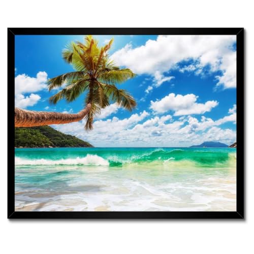 Poster paysage tropical palmiers cadre blanc 50x40 cm habillage mur vide