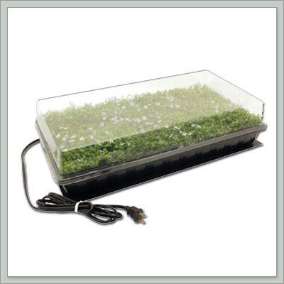 Heated Seed Germination Station - Green Indoor Tray - 11" x 22" x 2" - 72-Cell Seedling Inserts