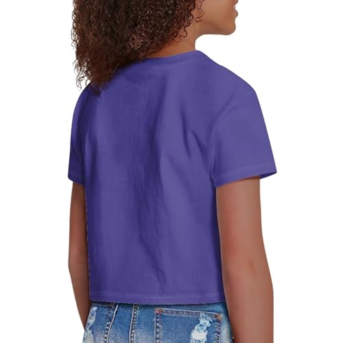 Image of Girls Summer Crop Top Outfits Short Sleeve T Shirts Kids Cute Clothes Tees Blouse