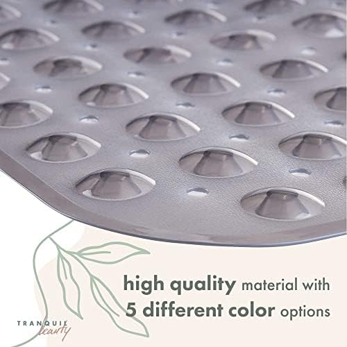 TranquilBeauty Non-Slip Bath Mat with Suction Cups | Grey 100x40cm/40x16in Extra Long Bathtub Mats | Anti-Mould, Machine-Washable, Latex-Free | Shower Mat Ideal for Elderly & Children