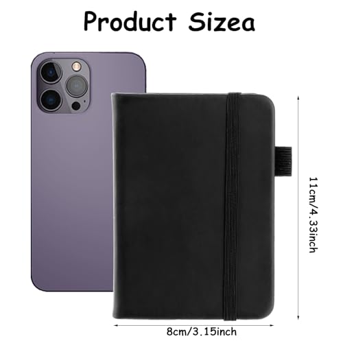 YUXIANLB 2 Stück Taschennotizbuch Kleines Notizbuch Tagebuch Hardcover Notizbücher Notizblock Hochwertiges Dickes Liniertes Papier Mit Markierungsbändern Für Büroarbeiten A7 100 Seiten Schwarzes Leder