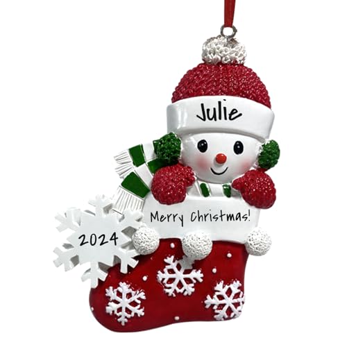 KOLOWKO - Personalized Christmas Snowman Pendant, Snowman-Shaped Resin Pendant, Baby's First Christmas, Birth Bag First Christmas Souvenir Gift, Custom Name