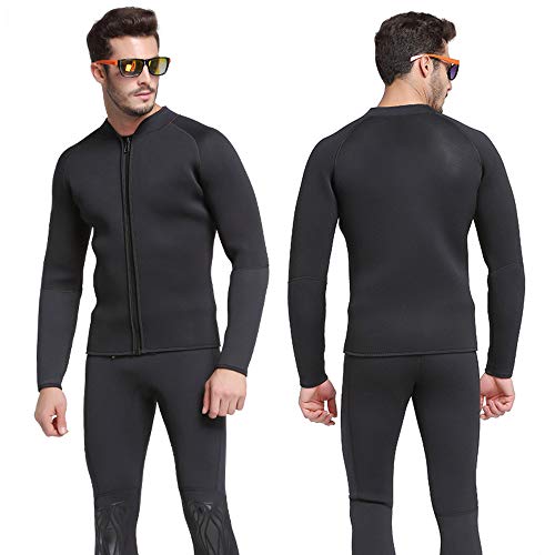 La parte superior de neopreno 1,5 mm de Surf Traje de buceo chaqueta de hombre de manga larga de natación de Protección Solar mantener la camiseta caliente de pesca submarina Tops kayak lancha,M