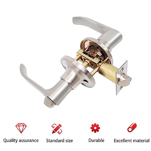 Qrity Runde Türgriff-Kombi-Garnitur, Sichtschutz-Türhebel, Türgriff Eingangsschloss, Für Außen- und Haustüren Hebel-Türgriff, Schlösser für den Badezimmereingang-Silber