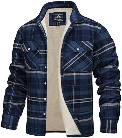 TACVASEN Herren Fleece Thermohemd Warm Flanellhemd Holzfällerhemd Winter Innenfleece Jacke