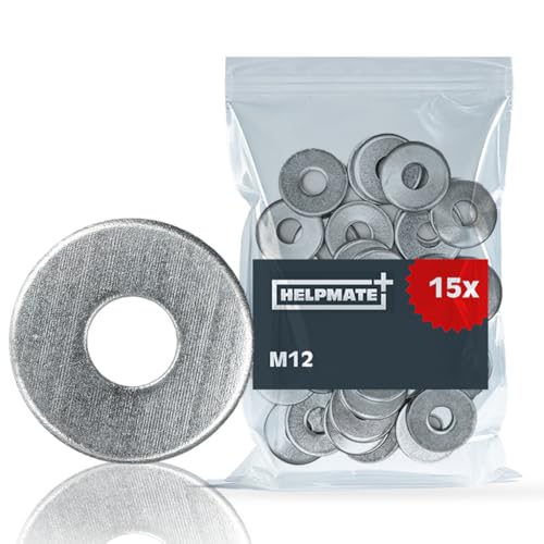 HELPMATE - Rondelle M12 DIN 9021 - acciaio zincato - 15 pezzi - Rondelle per carrozzeria per interni