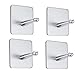 FOTYRIG Adhesive Hooks, Wall Hooks Hangers Stick on Hooks SUS 304 Brushed Stainless Steel Hooks for Hanging Robes, Coats, Towels, Keys, Bags, Lights, Calendars-4 Packs