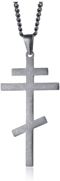 XUANPAIMen's Orthodox Cross Pendant Necklace - Trendy Religious Cross Chain,Hypoallergenic Waterproof Stainless Steel Christian Long Necklaces,Non Tarnish Byzantine Cross Symbol Pendants Necklace for Him