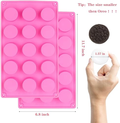 Image of LEGACYCART Round Chocolate Cookie Molds, New Size 15-Cavity Cylinder Chocolate Cover Cookie Silicone Molds for Candy Mini Cakes Jelly Baking