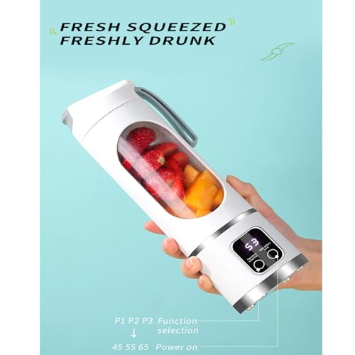 Portable Personal Electric Blender, 12 Blades Great for Mixing, Cordless 450ML Mini Blender For Shakes, Smoothies juice, Travel, Compact, Convenient and Versatile (White)