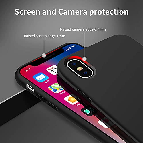 Image of VONZEE Microfiber Candy Case Compatible for iPhoneX /iPhone Xs 5.8 inch, Shockproof Slim Back Cover Liquid Silicone Case - Black
