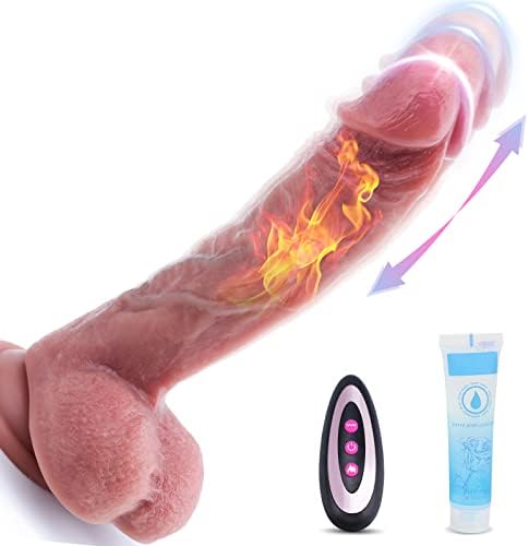 Thrusting Realistic Dildo Vibrator with Vibrating & Heating, Soft Silicone Anal Dildos for Clit G-spot Stimulation, Remote Control Dildo with Strong Suction Cup, Adult Sex Toys for Women Couple, 8.5''