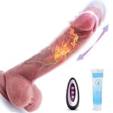 Thrusting Realistic Dildo Vibrator with Vibrating & Heating, Soft Silicone Anal Dildos for Clit G-sp