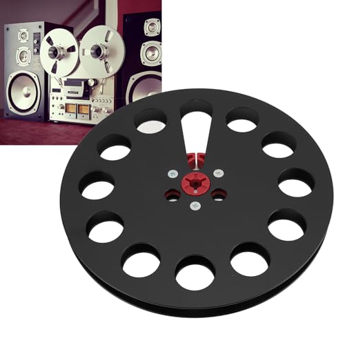 1/4 7 Inch Empty Tape Reel, Aluminum Alloy Universal Open Reel Sound Tape, Recording Takeup Reel for Reel to Reel Tape Recorder (Black)