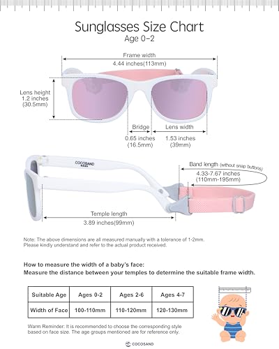Image of COCOSAND Flexible Polarized Baby Sunglasses with Strap | UV Protection, Bendable, For Toddler Infant Newborn Girl Boy, Age 0-24 Months