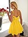 YMDUCH Women's Sexy Sleeveless Square Neck Adjustable Straps Bow Tie A-line Mini Party Club Dress Yellow