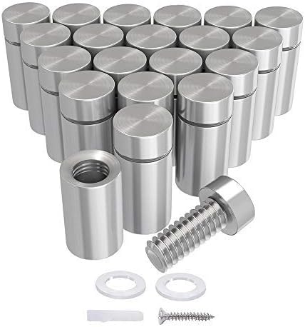 LuckInStandoff Mounting Hardware 1/2 x 1 Inch, 50-Pack Standoff Screw Stainless Steel for Wall Mount Acrylic and Hanging Advertising Glass Sign Picture
