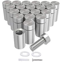 LuckIn 50-Pack Standoff Screws 1/2 in. Dia x 1 in. L, Stainless Steel Standoff Mounting Hardware for Acrylic Signs, Silver