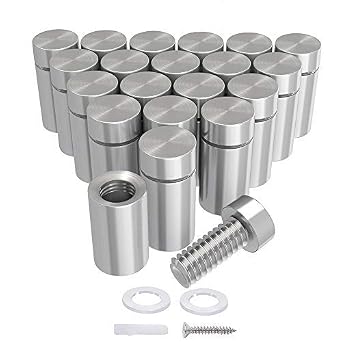 LuckIn 50-Pack Standoff Screws 1/2 in. Dia x 1 in. L, Stainless Steel Standoff Mounting Hardware for Acrylic Signs, Silver