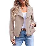 AUTOMET Women‘s Faux Suede Leather Jacket, Cropped Open Front Coat for Fall Winter Spring, Cardigan Style