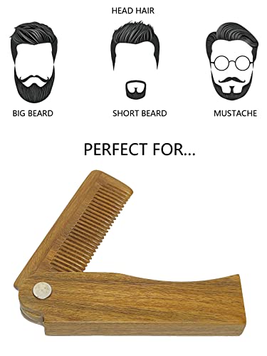 Folding Wooden Comb Wood Sandalwood Combs For Men Women Beard Hair Mustache Pocket Sized Everyday Grooming Travel #TOP2
