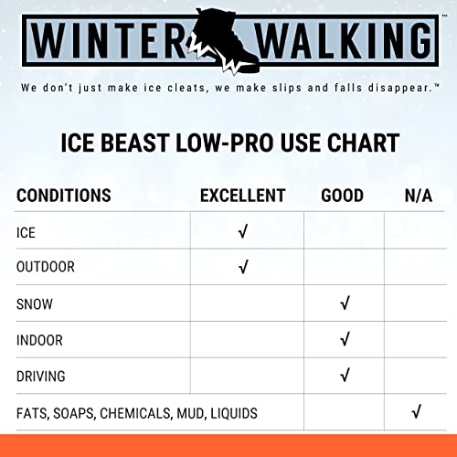 Winter Walking Ice Beast Low-Pro, Heavy-Duty Industrial Grade Traction Aid for Walking on Snow and Ice, Size XX-Large (1 Pair)