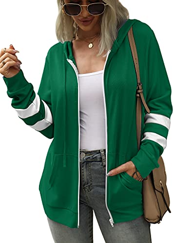 Bofell Hoodies For Women Zip Up Long Sleeve Lightweight Sweatshirts With Pocket Holiday Green S #TOP2