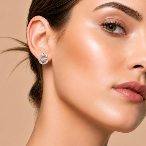 Image of MAIRA 925 Sterling Silver Stylish Contemporary Office wear Earrings for Girls & Woman | Hypoallergenic | Rhodium plated with Anti Tarnish & Korean Finish| 6 months Warranty.