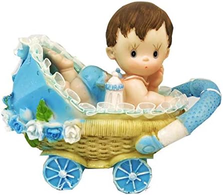 VI N VI Baby Shower Carriage Party Favor Figurine (Blue)