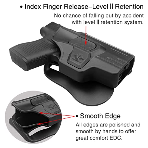 Glock 43 Holster Owb Paddle Polymer Holsters Fit: Glock 43 Outside Waistband Open Carry Polymer Holster With Safety Lock - Angle Adjustable / 1.5"-2" Belt Adjustable - Black, Right #TOP26
