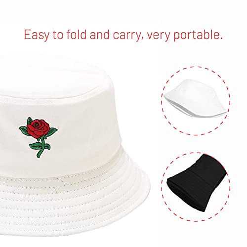 Image of Cotton Bucket Hat for Women Men Summer Travel Sun Beach Bucket Cap, Unisex Outdoor Fisherman Hat