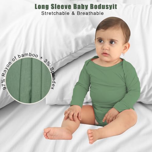 Rayon of Bamboo Baby Bodysuit For Girls Boys Long Sleeve Sleepers With Mitten Cuffs2