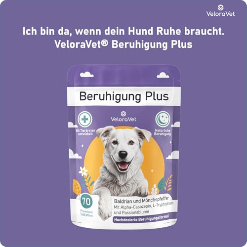 VeloraVet Beruhigung Plus für Hunde Kautabletten mit Baldrian & Kamille