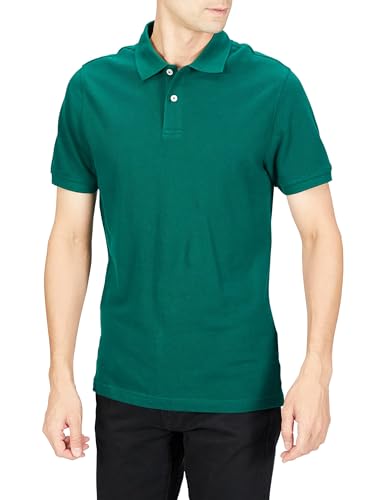 Amazon Essentials Men's Army Green Polo Shirts Short Sleeve, Slim-Fit Cotton Pique, Medium